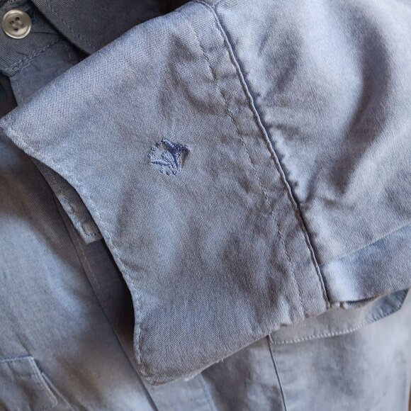 Vintage 1990's Western Shirt Medium Chambray Button Down by Justin - Picture 6 of 8